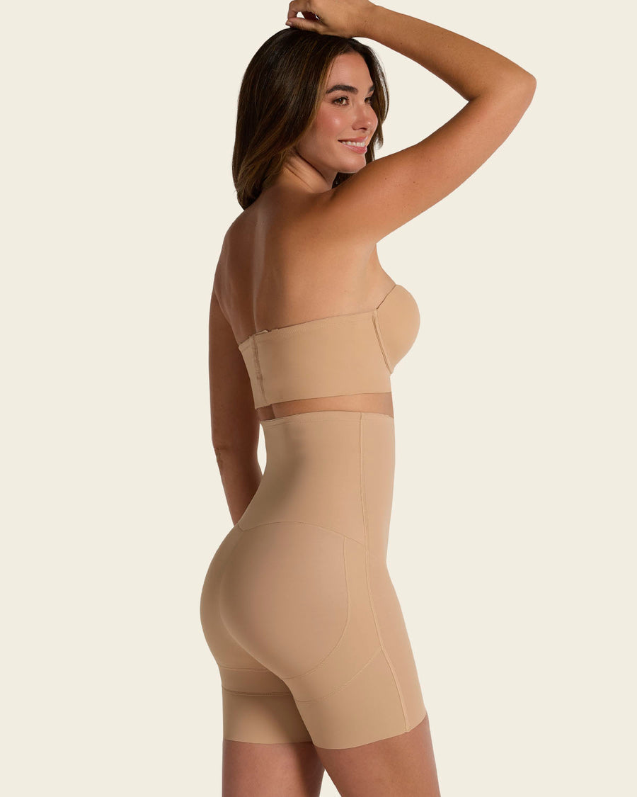Strapless Sculpting Step-in Body Shaper with Short Bottom Golden Beige |Leonisa