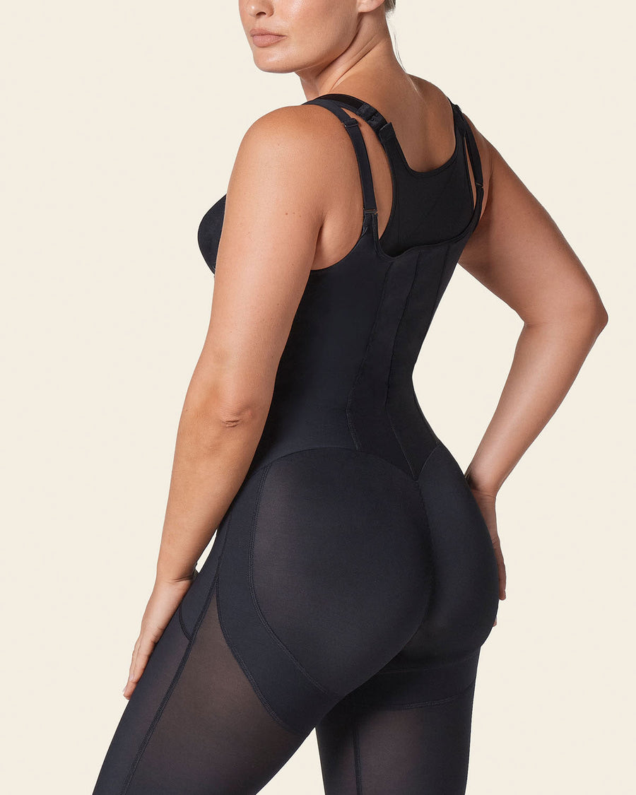 Post-Surgical Calf-Length Girdle, Front Hook-And-Zip Closure Black |Leonisa