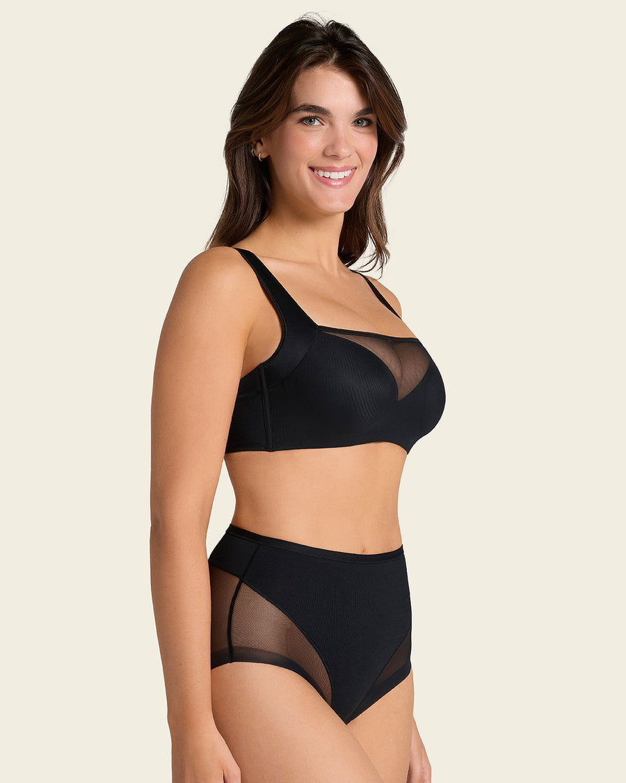 Mesh Front Contouring Bra Black |Leonisa