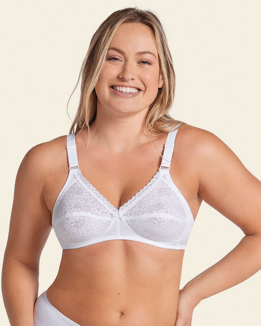 Extra Coverage Support Wireless Bra with Lace Cups Black |Leonisa