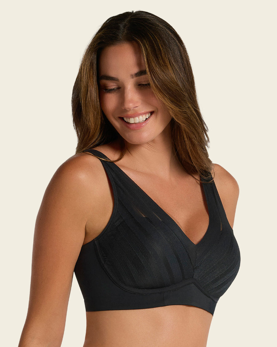 Lace Wireless Support Bra Black |Leonisa