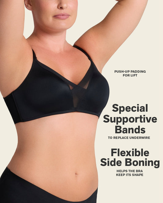 Wireless Push Up Bra Black |Leonisa