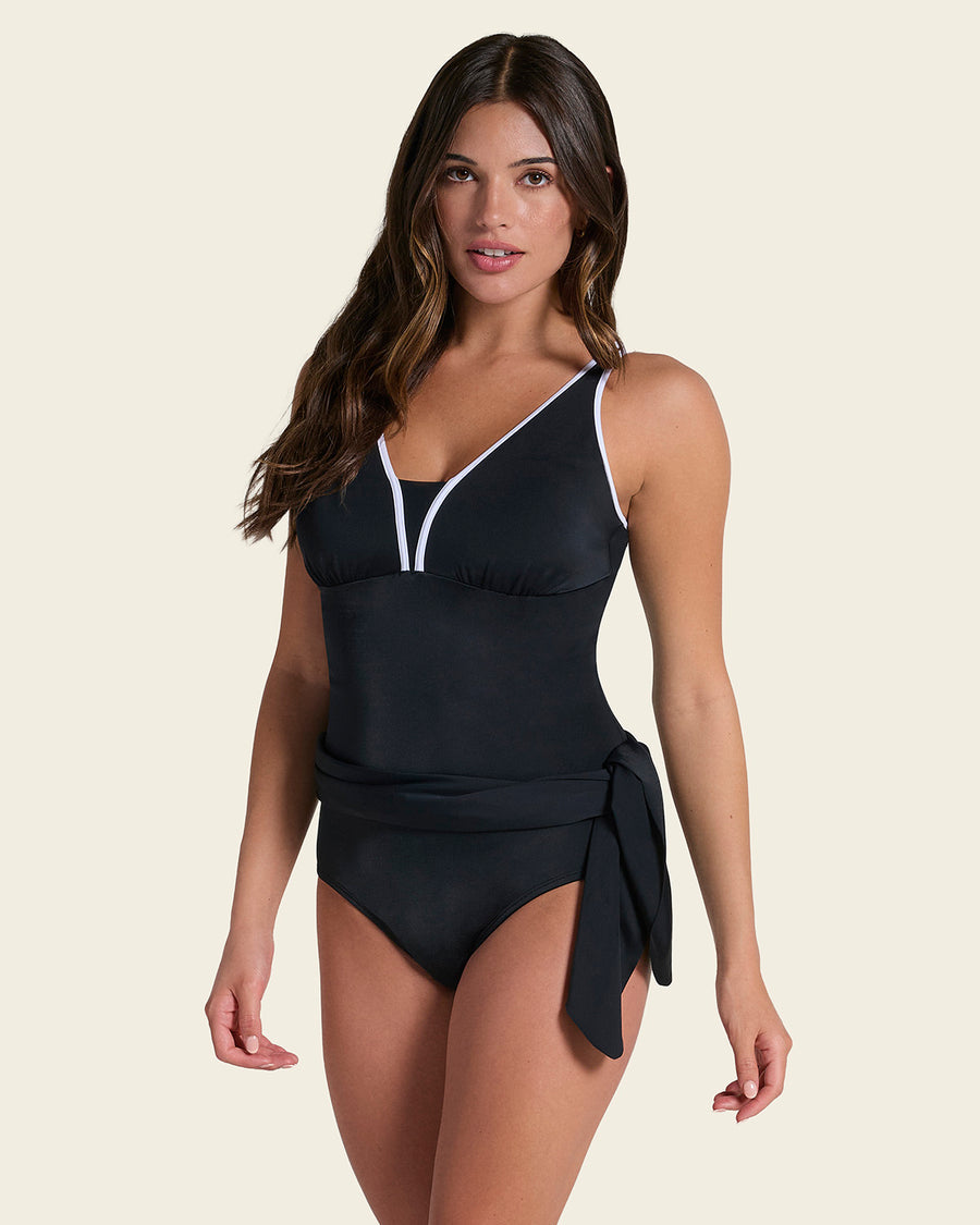 Shaping Full Coverage Multipurpose Swim Dress Black |Leonisa