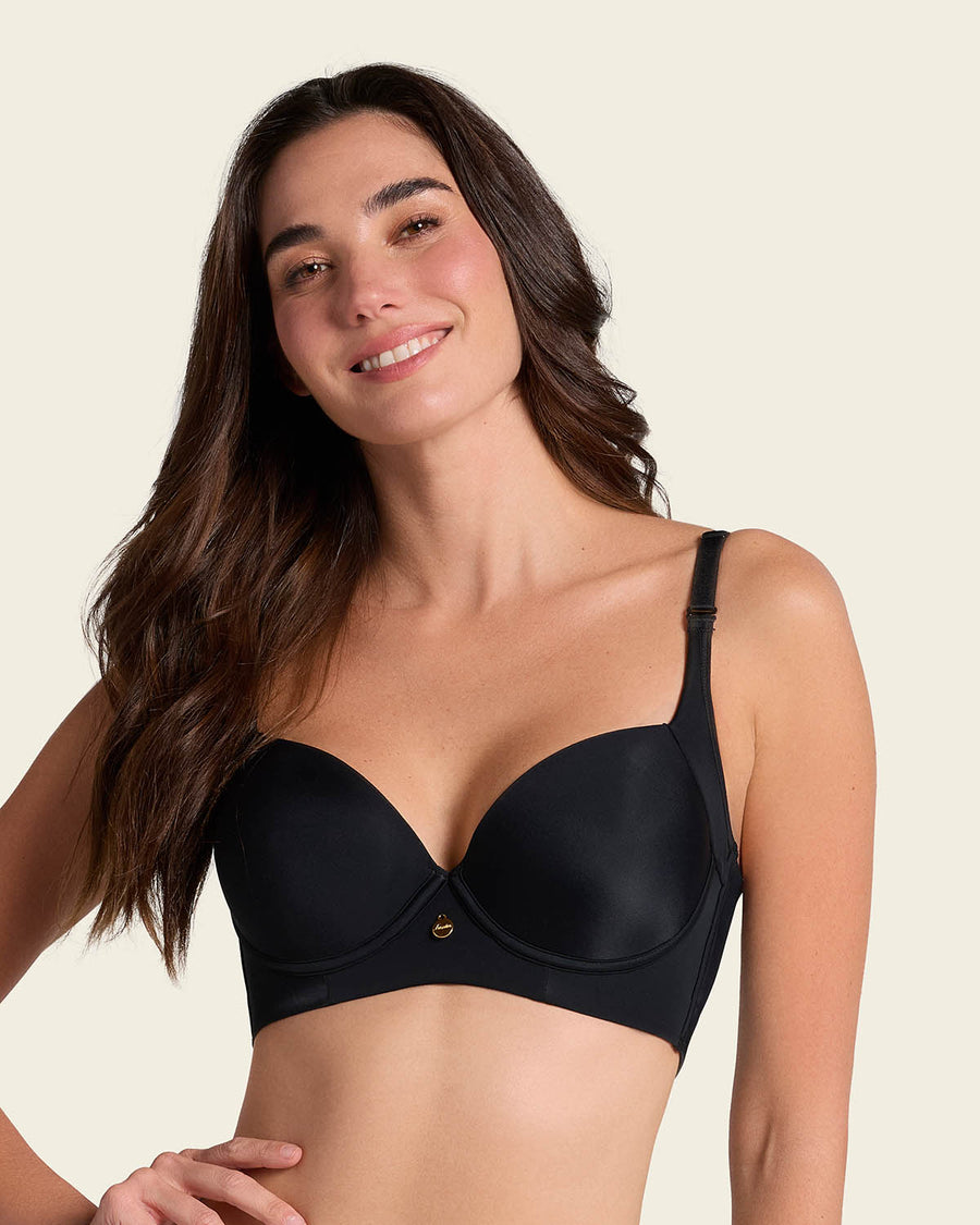 High Profile Bra + Stripe Undetectable Panty in Black |Leonisa