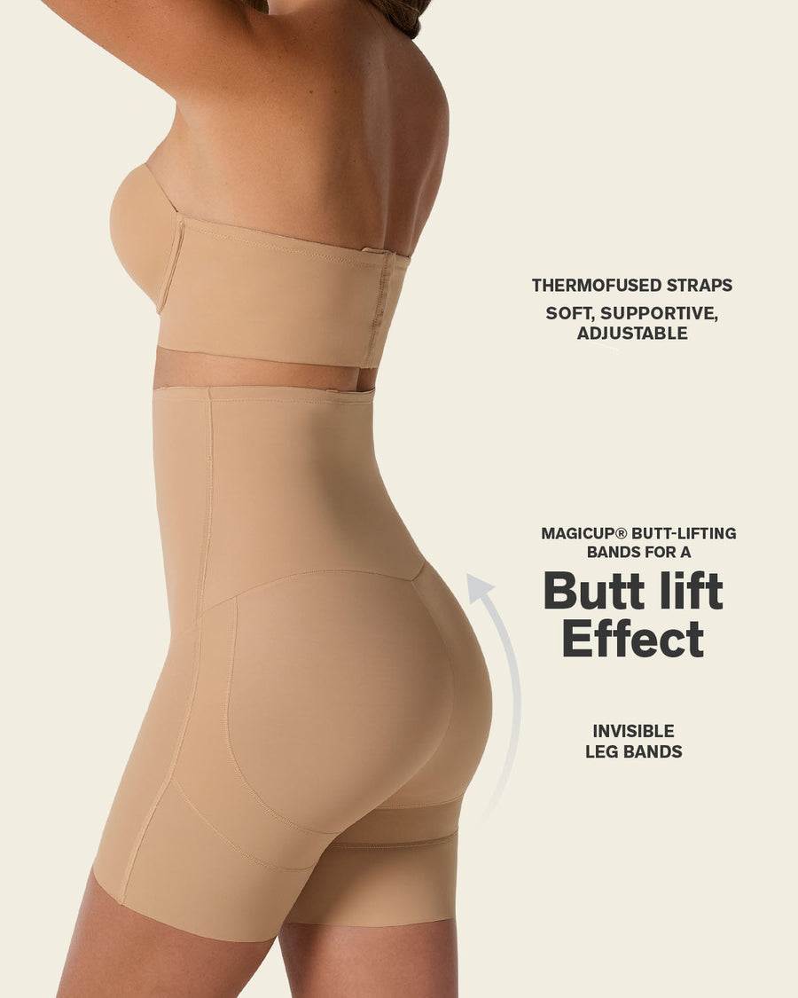 Strapless Sculpting Step-in Body Shaper with Short Bottom Golden Beige |Leonisa