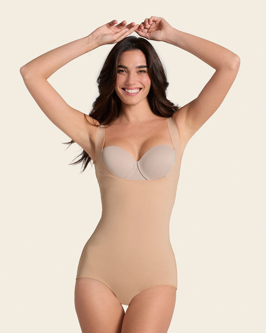 Plunge Back Classic Ultra Sculpting Body Shaper Golden Beige |Leonisa