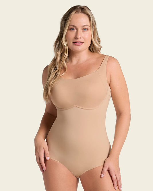 Scoop Back Wireless Classic Sculpting Bodysuit Golden Beige |Leonisa