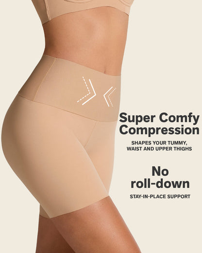 Stay-In-Place Seamless Shapewear Shorts Golden Beige |Leonisa