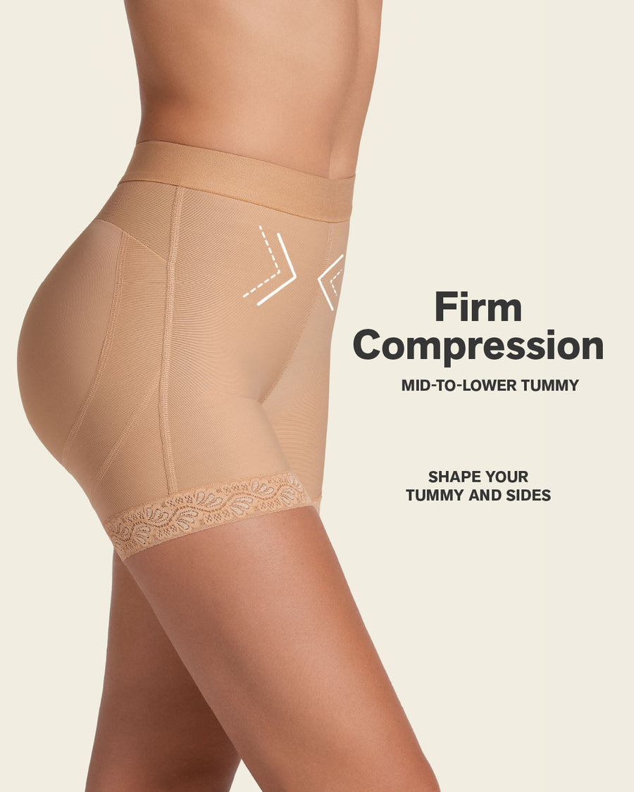 Mid-Rise Sculpting Butt Lifter Shaper Short Natural Tan |Leonisa
