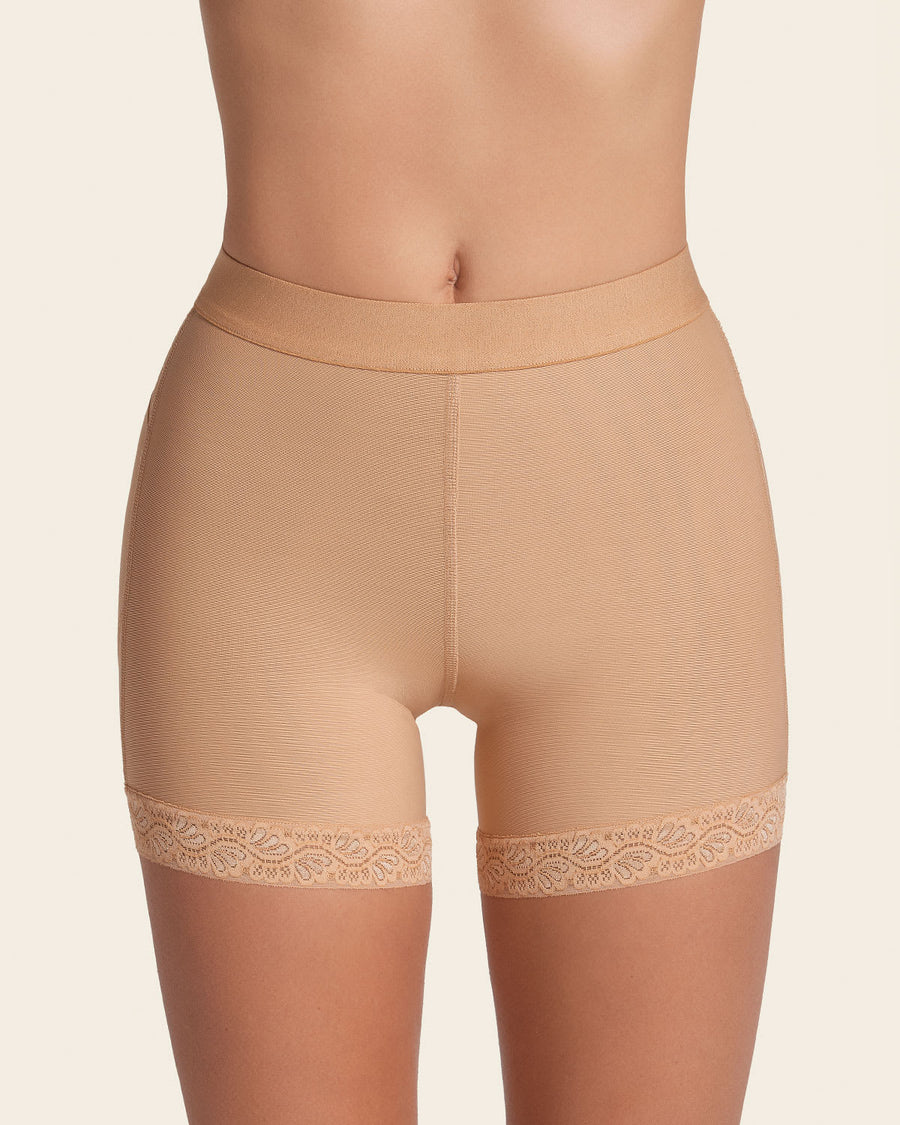 Mid-Rise Sculpting Butt Lifter Shaper Short Natural Tan |Leonisa