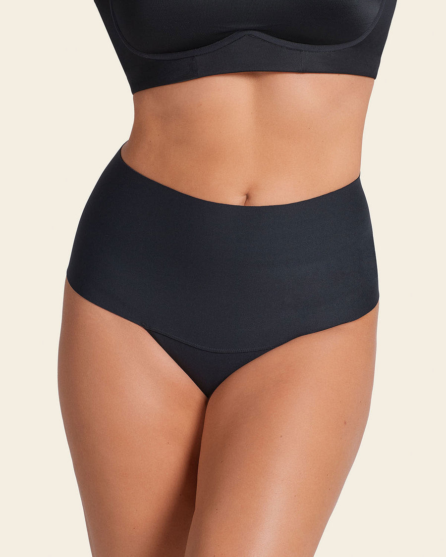 High-Tech High-Waisted Sculpting Thong Black |Leonisa