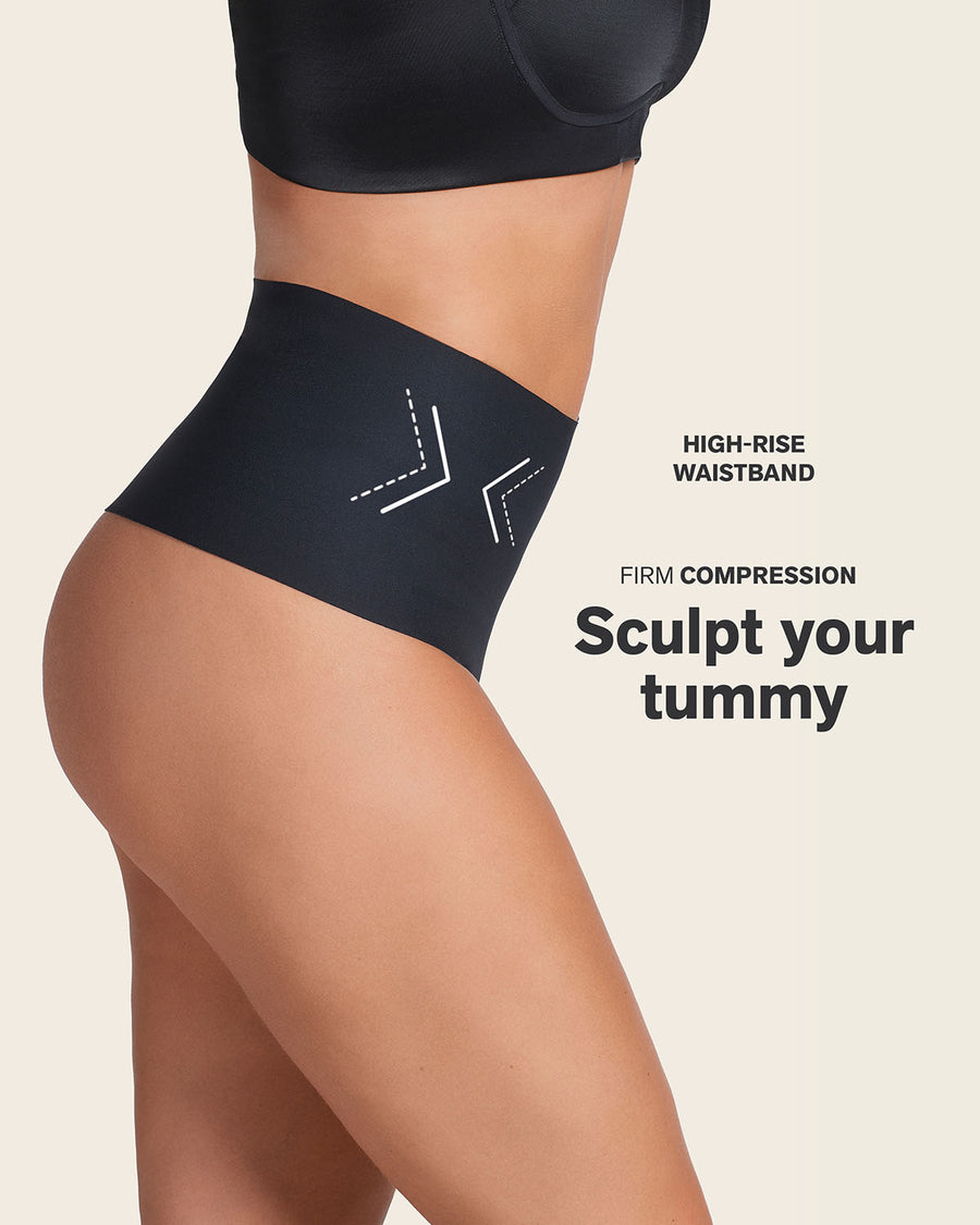 High-Tech High-Waisted Sculpting Thong Black |Leonisa