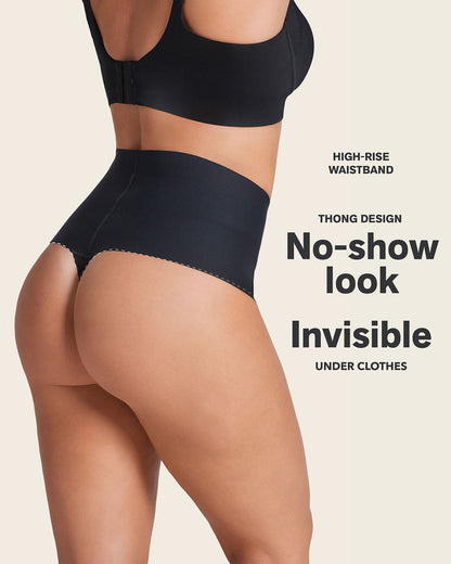High-Tech High-Waisted Sculpting Thong Black |Leonisa