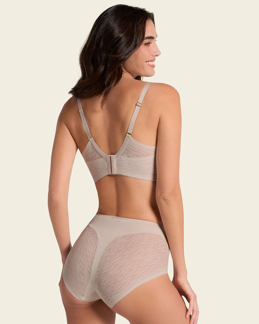 3-Pack High-Waisted Sheer Lace Shaper Panties Nude |Leonisa