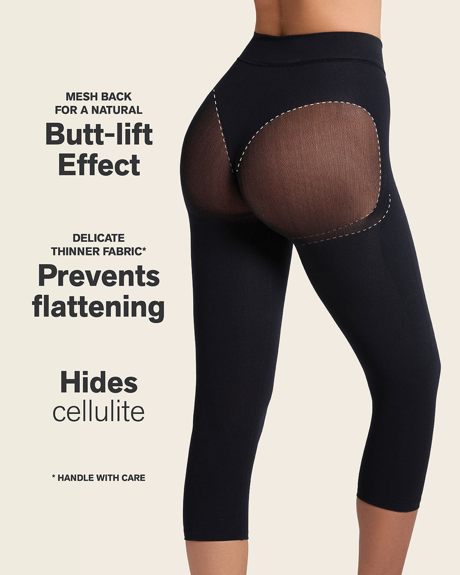 Invisible High-Waisted Capri Shaper Black |Leonisa
