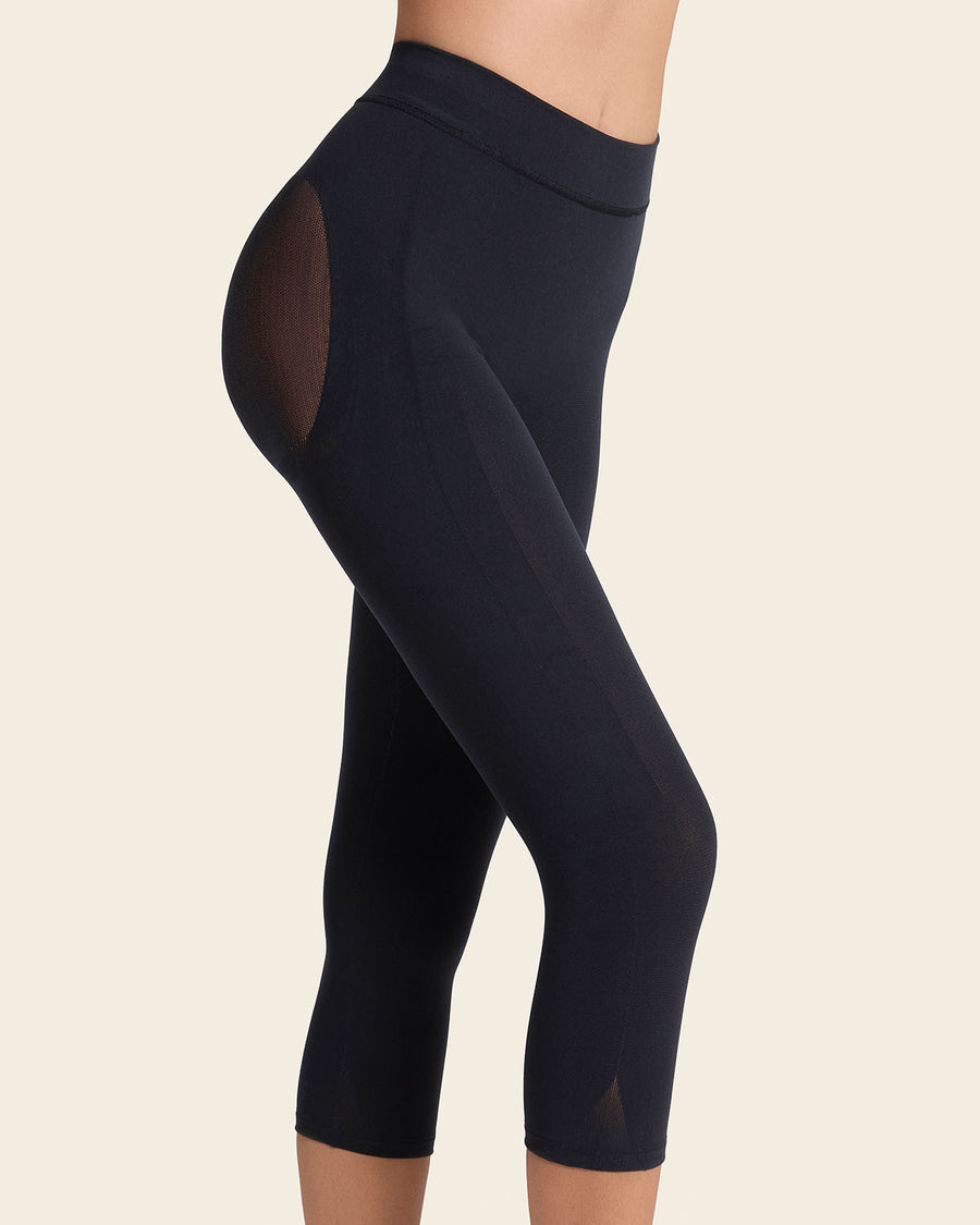 Invisible High-Waisted Capri Shaper Black |Leonisa