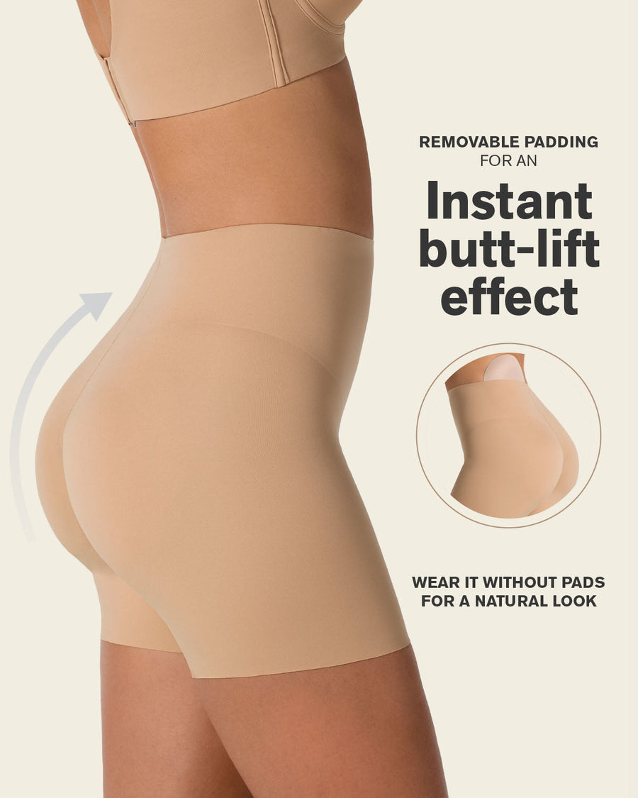 Undetectable Padded Butt Lifter Shaper Short Golden Beige |Leonisa