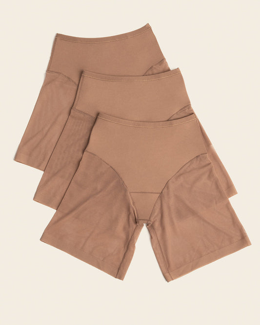 3-Pack Sheer Shaper Shorts Brown |Leonisa