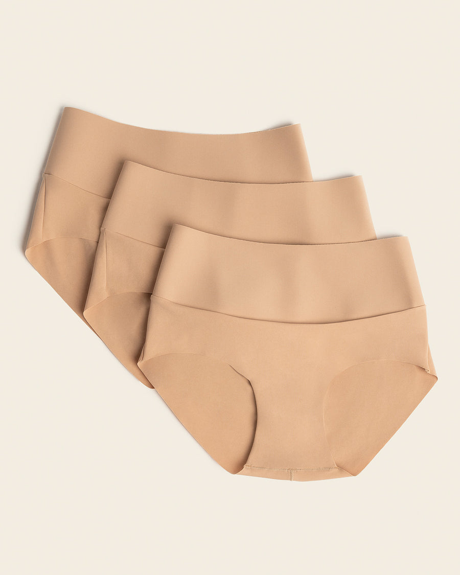 3-Pack High-Tech High-Waisted Classic Sculpting Panties Golden Beige |Leonisa