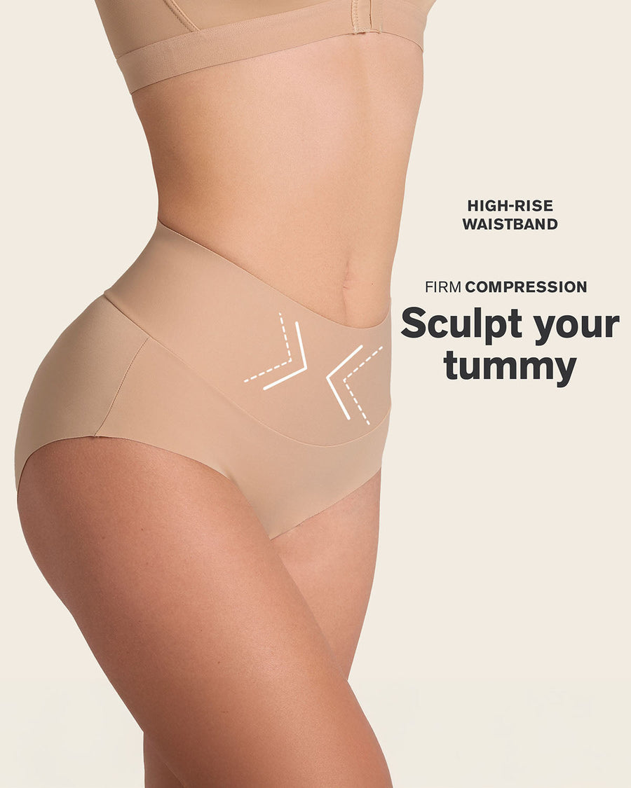 3-Pack High-Tech High-Waisted Classic Sculpting Panties Golden Beige |Leonisa