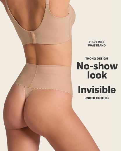3-Pack High-Tech High-Waisted Sculpting Thongs Golden Beige |Leonisa