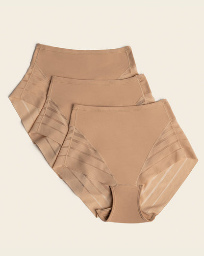 3-Pack Lace Classic Shaper Panties Golden Beige |Leonisa