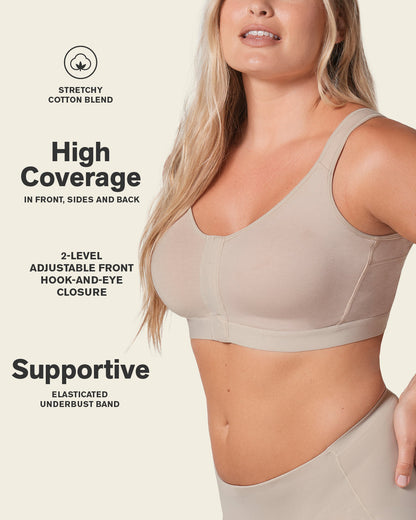 Stretch Cotton Wireless Posture Corrector Bra Nude |Leonisa