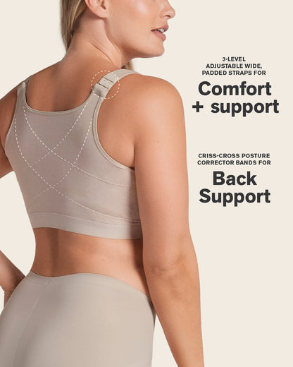 Stretch Cotton Wireless Posture Corrector Bra Nude |Leonisa