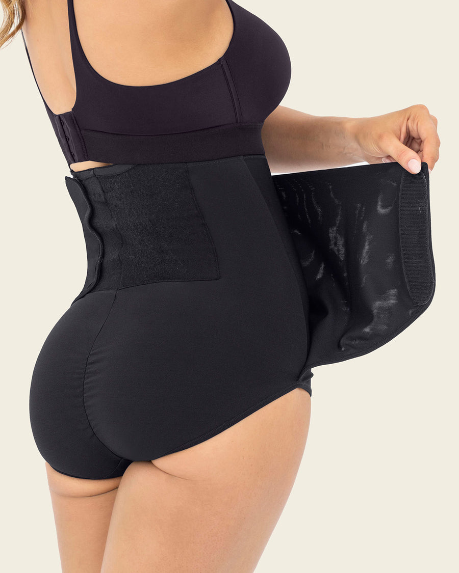 Post-Surgical Velcro Closure Firm Compression Panty Black |Leonisa