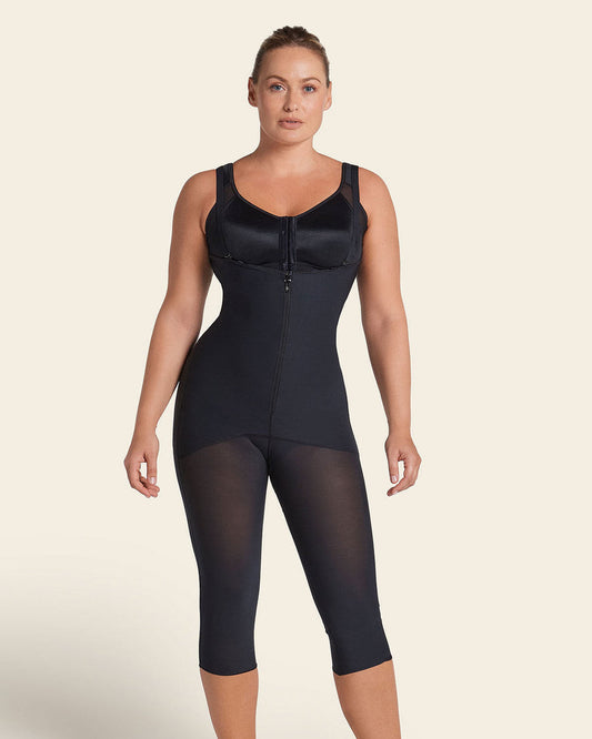 Post-Surgical Calf-Length Girdle, Front Hook-And-Zip Closure Black |Leonisa