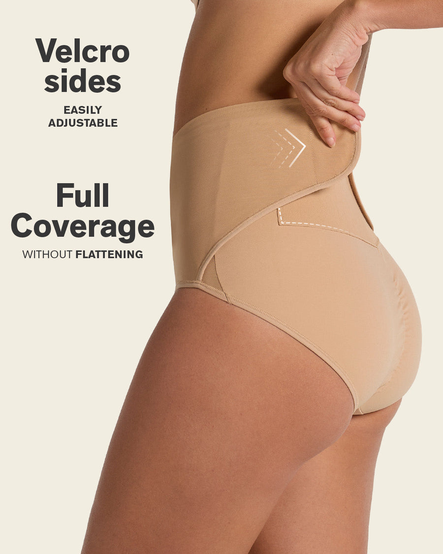 3-Pack Firm Compression Postpartum Panties with Adjustable Belly Wrap Golden Beige |Leonisa