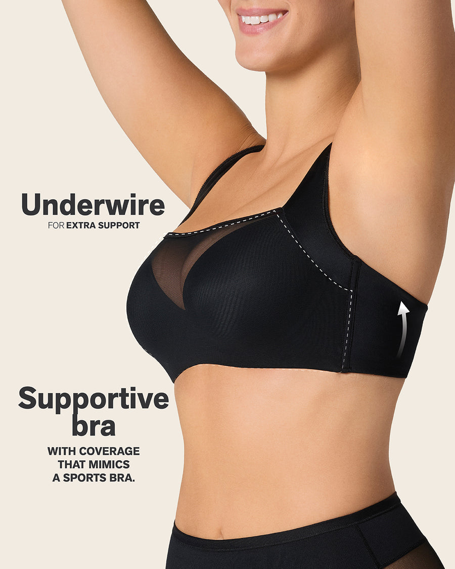 Mesh Front Contouring Bra Black |Leonisa