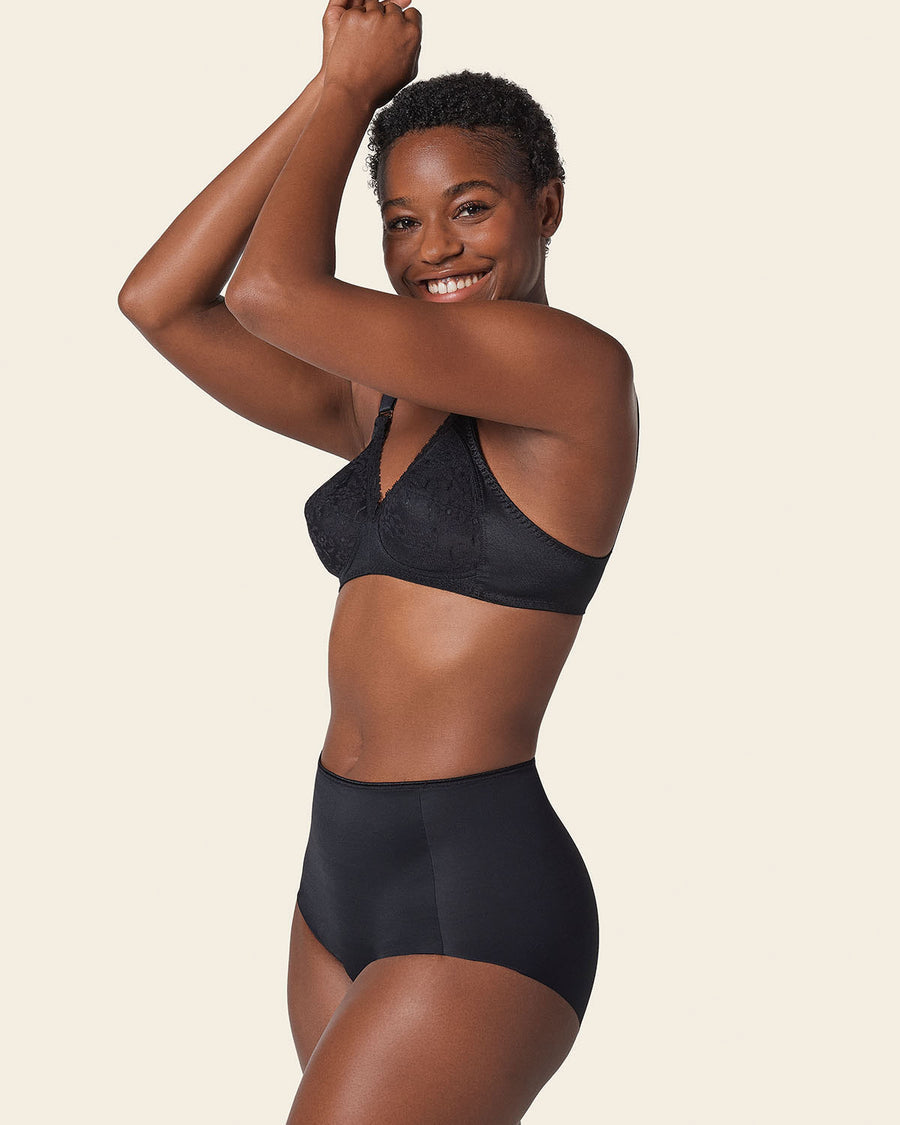 Extra Coverage Support Wireless Bra with Lace Cups Black |Leonisa