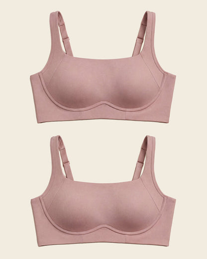 2-Pack Everyday Wireless Support Bras Rosewood |Leonisa