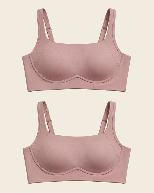 2-Pack Everyday Wireless Support Bras Rosewood |Leonisa