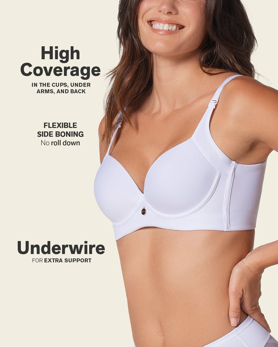 2-Pack High Profile Back Smoothing Bras with Soft Full Coverage Cups White |Leonisa