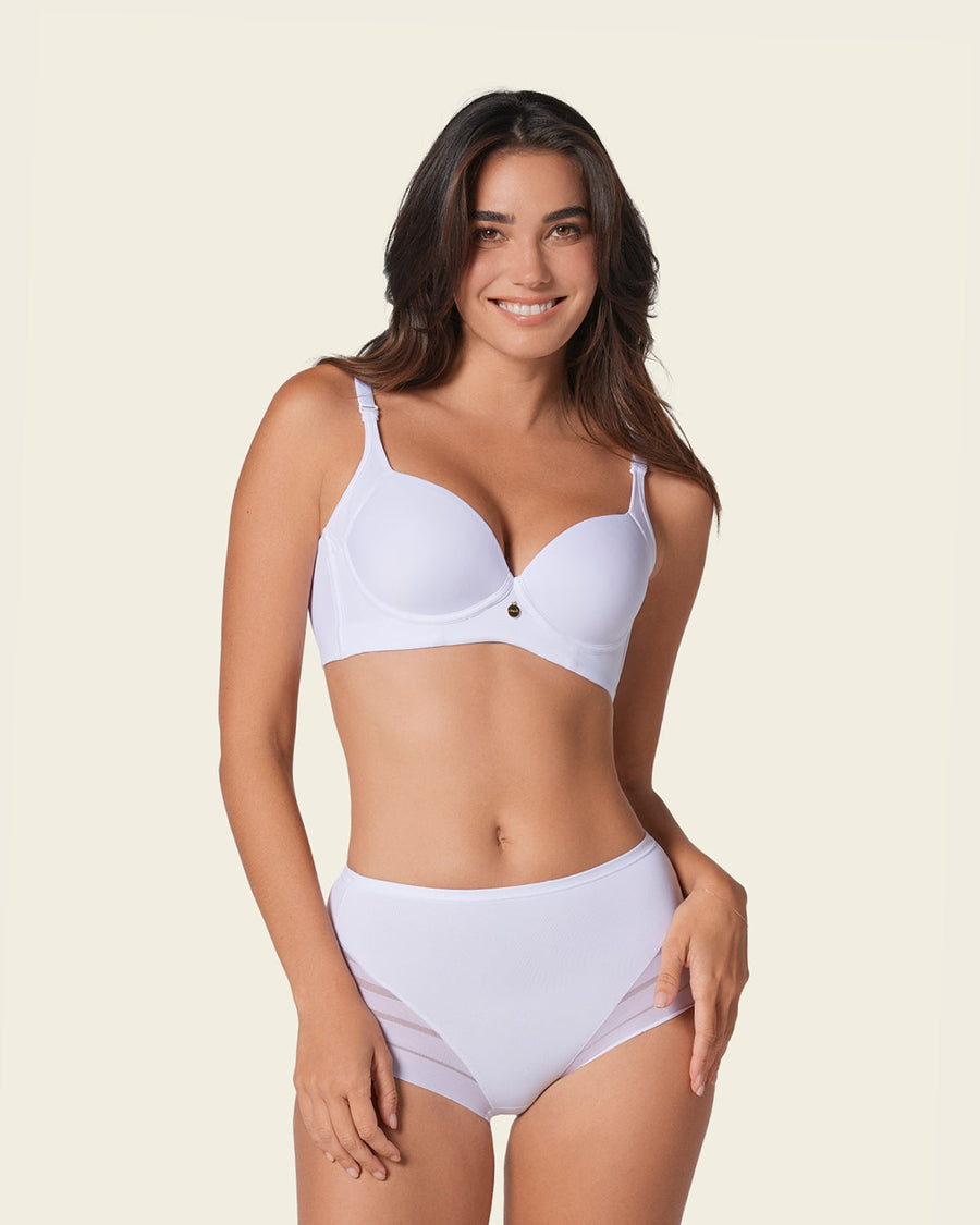 2-Pack High Profile Back Smoothing Bras with Soft Full Coverage Cups White |Leonisa