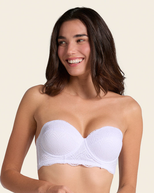 Convertible Balconette Lace Push Up Bra White |Leonisa