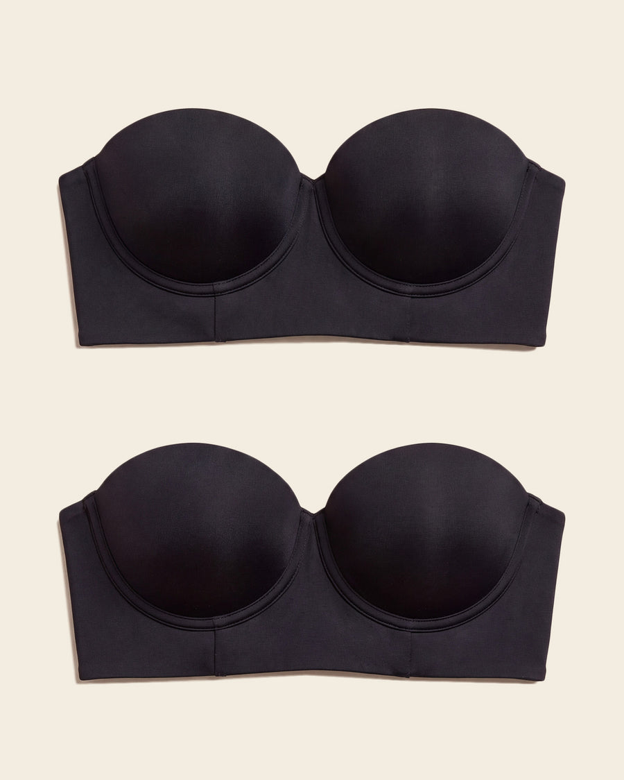 2-Pack Bras 360: Strapless Longline Contouring Bras Black |Leonisa