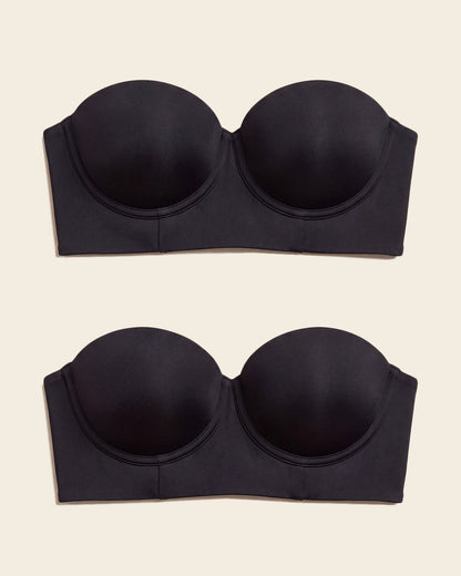 2-Pack Bras 360: Strapless Longline Contouring Bras Black |Leonisa