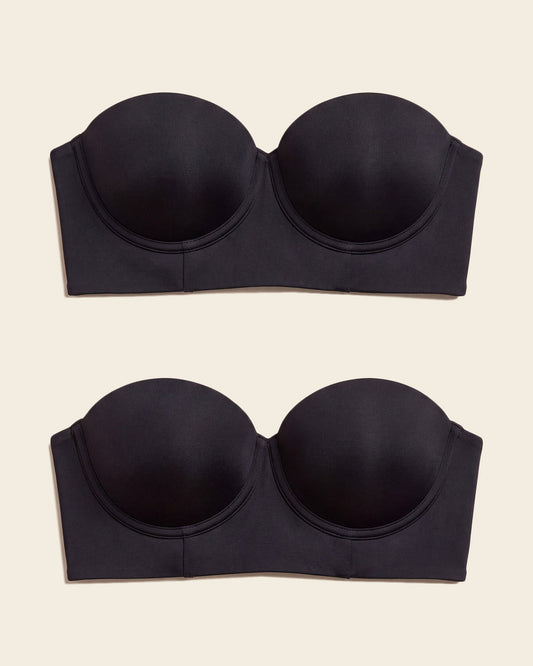 2-Pack Bras 360: Strapless Longline Contouring Bras Black |Leonisa