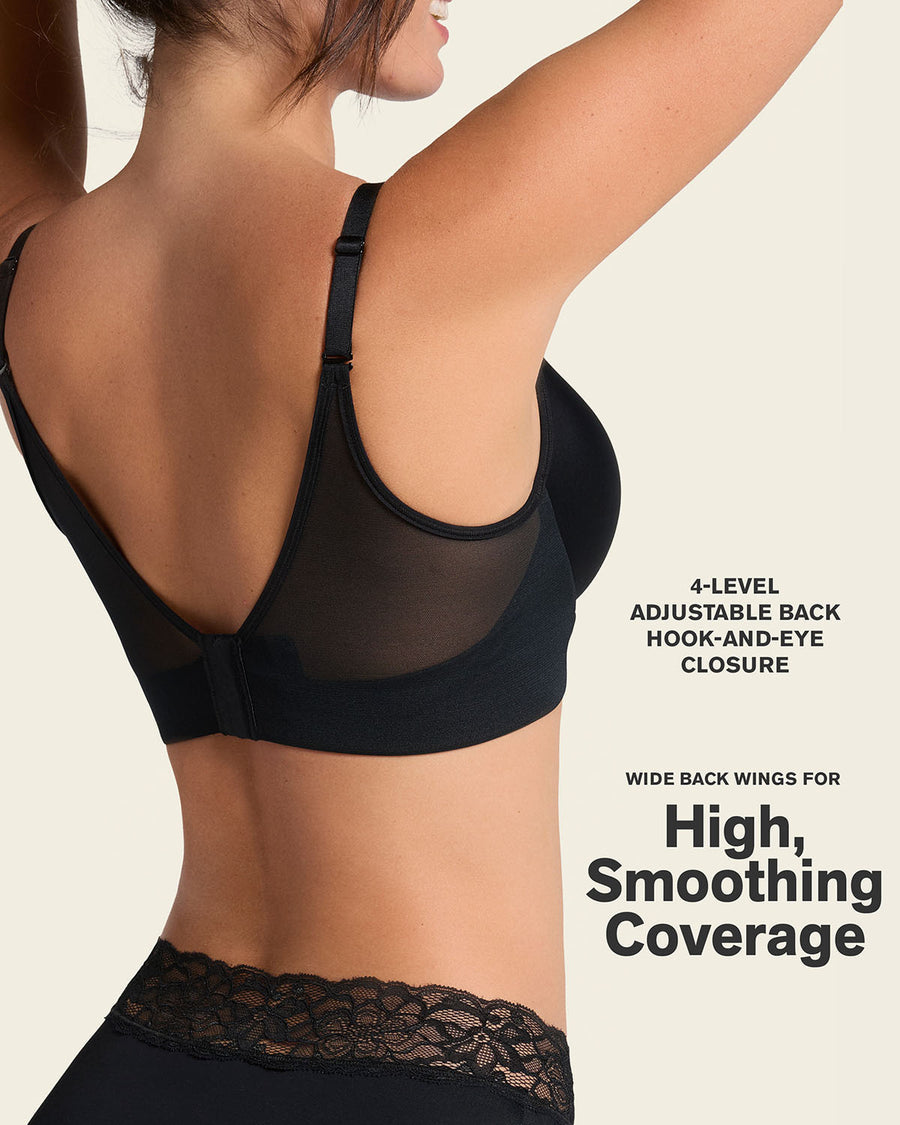 Memory Foam Push-Up Underwire Bustier Bra with Strappy Front Black |Leonisa