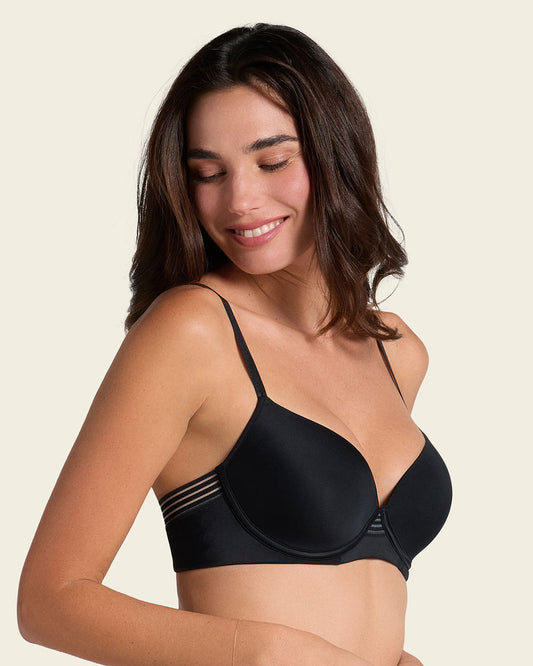 Lightly Lined Underwire T-Shirt Bra Black |Leonisa
