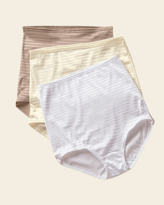 3-Pack Full Coverage Classic Panties Beige - White - Nude |Leonisa