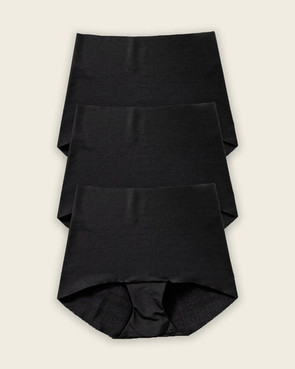 3-Pack Mostly Covered Invisible Microfiber Boyshort Panties Black |Leonisa