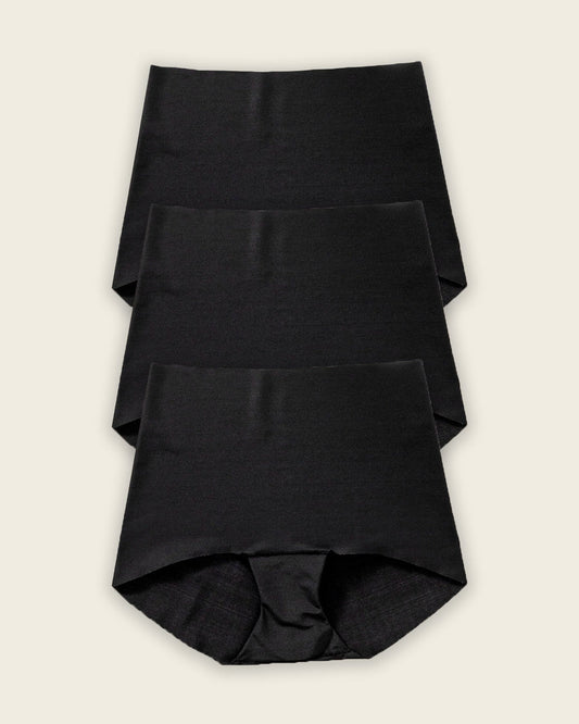 3-Pack Mostly Covered Invisible Microfiber Boyshort Panties Black |Leonisa