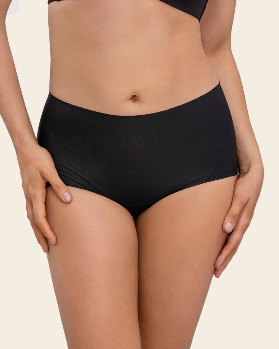 3-Pack Mostly Covered Invisible Microfiber Boyshort Panties Black |Leonisa
