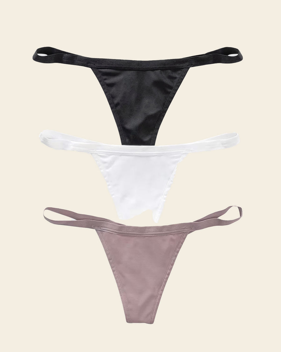 3-Pack Invisible G-String Thong Panties Rosewood - White - Black |Leonisa