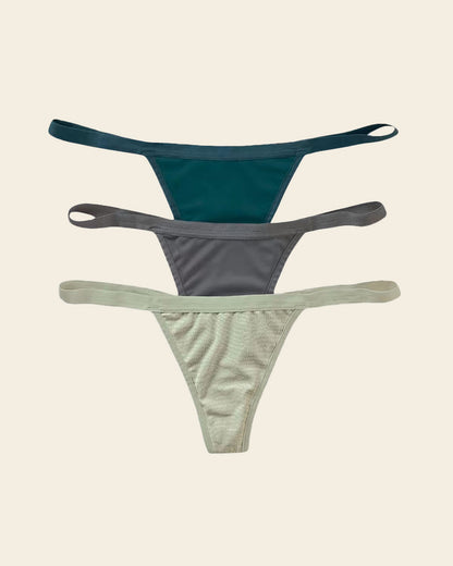 3-Pack Invisible G-String Thong Panties Rosewood - White - Black |Leonisa