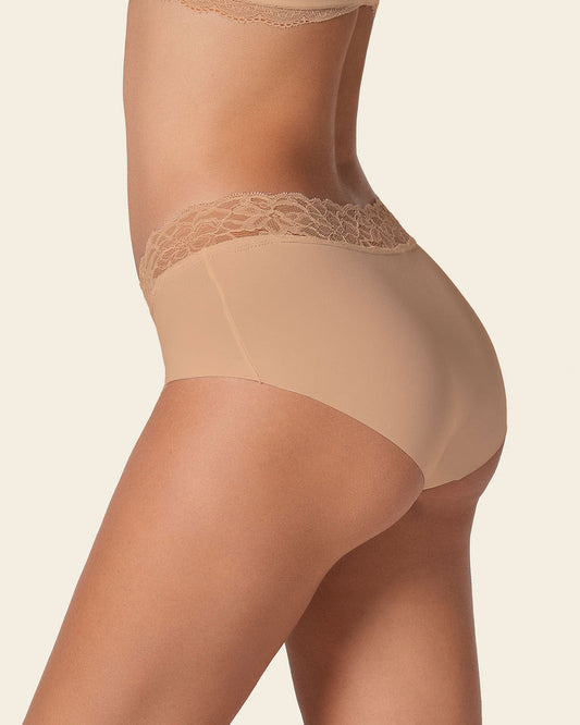 Ultra Light Lace Trim Hipster Panty Golden Beige |Leonisa